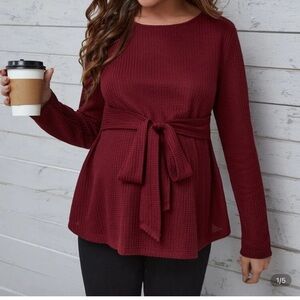 SHEIN maternity Women's Burgundy Knit Top